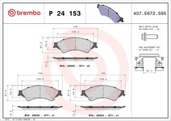 SET PLACUTE FRANA BREMBO P 24 153 - Compatibil cu FORD, FORD ASIA & OCEANIA, FORD AUSTRALIA, FORD USA, MAZDA, VW