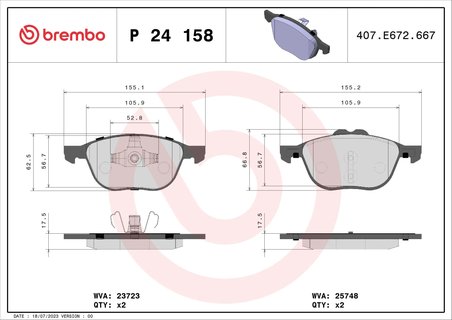 SET PLACUTE FRANA BREMBO P 24 158 - Compatibil cu FORD