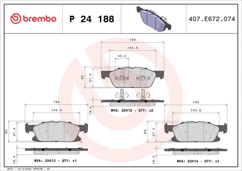 Set placute frana Brembo P 24 188