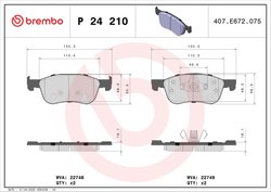 SET PLACUTE FRANA BREMBO P 24 210 - Compatibil cu FORD