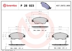 Set placute frana Brembo P 28 023