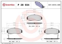 Set placute frana Brembo P 28 034