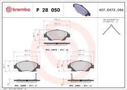 SET PLACUTE FRANA BREMBO P 28 050 - Compatibil cu HONDA, HONDA (DONGFENG), HONDA (GAC)