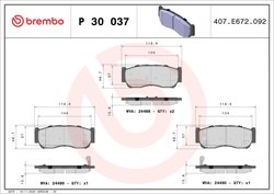 SET PLACUTE FRANA BREMBO P 30 037 - Compatibil cu FENGXING, FORTHING, HAWTAI, HYUNDAI, HYUNDAI (HUATAI), INOKOM, JAC, MAXUS