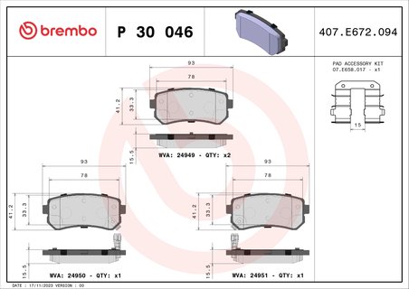 Set placute frana Brembo P 30 046