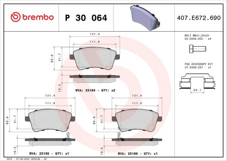 Set placute frana Brembo P 30 064