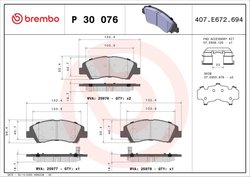 Set placute frana Brembo P 30 076
