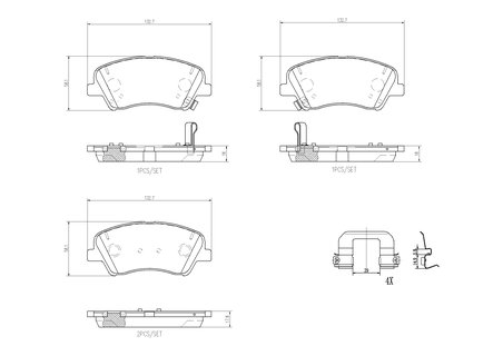 SET PLACUTE FRANA BREMBO P 30 098 - Compatibil cu HYUNDAI, KIA