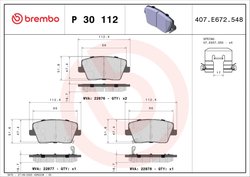 Set placute frana Brembo P 30 112