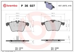 Set placute frana Brembo P 36 027