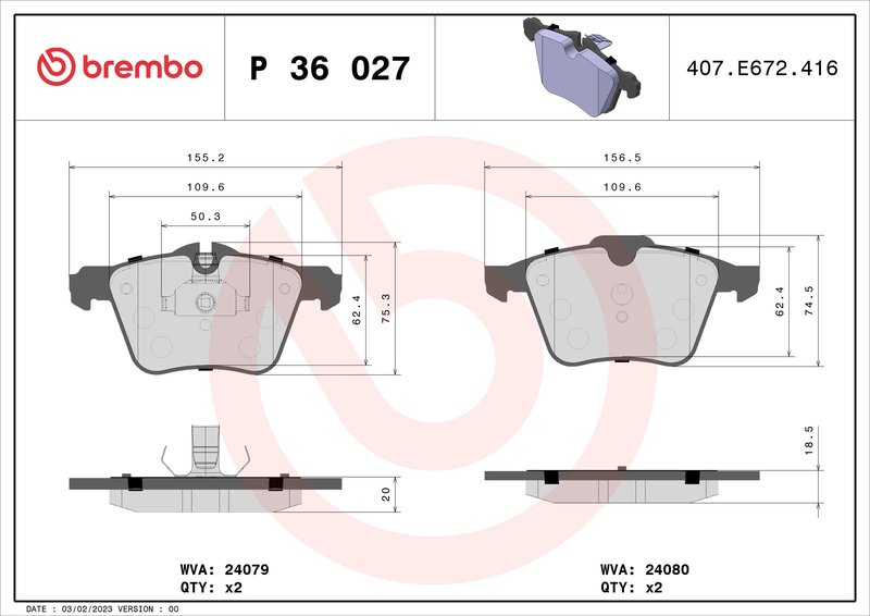 Set placute frana Brembo P 36 027