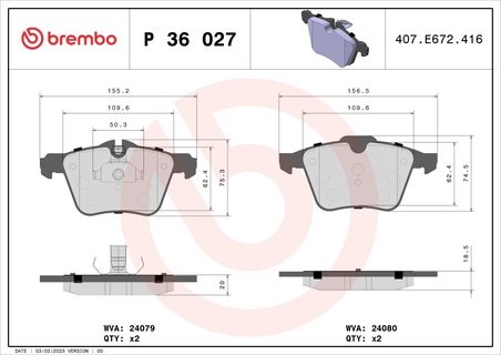 Set placute frana Brembo P 36 027