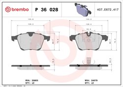 SET PLACUTE FRANA BREMBO P 36 028 - Compatibil cu JAGUAR