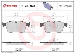 Set placute frana Brembo P 36 031