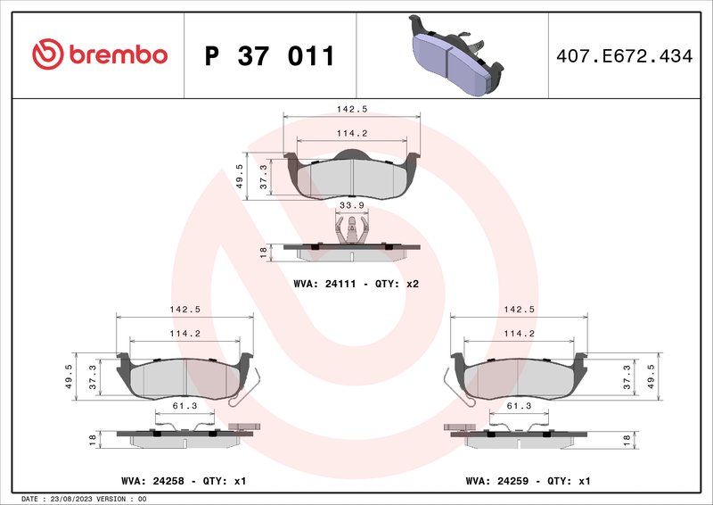 Set placute frana Brembo P 37 011