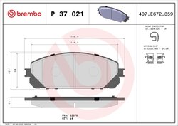 SET PLACUTE FRANA BREMBO P 37 021 - Compatibil cu JEEP, JEEP (GAC FCA)
