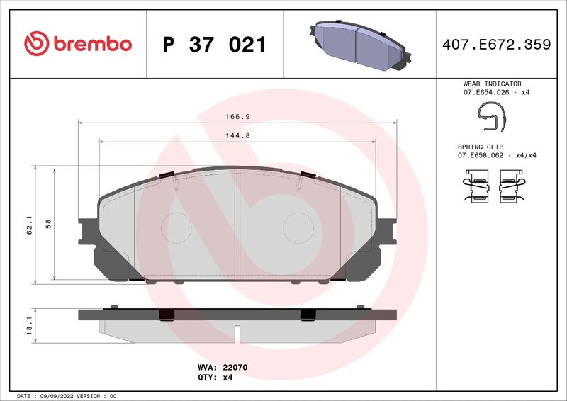 Set placute frana Brembo P 37 021