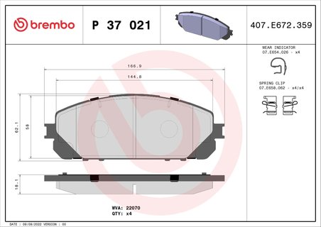 Set placute frana Brembo P 37 021