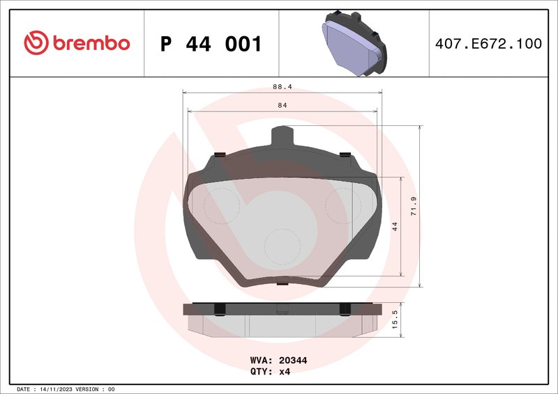 Set placute frana Brembo P 44 001