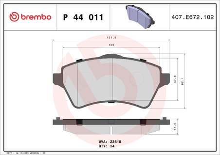 SET PLACUTE FRANA BREMBO P 44 011 - Compatibil cu LAND ROVER