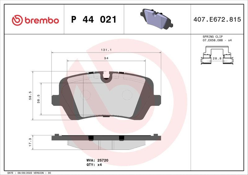 SET PLACUTE FRANA BREMBO P 44 021 - Compatibil cu LAND ROVER