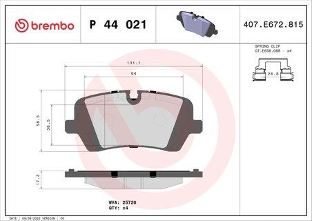 SET PLACUTE FRANA BREMBO P 44 021 - Compatibil cu LAND ROVER