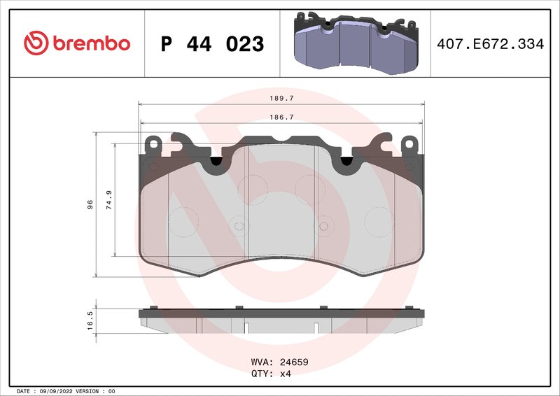 SET PLACUTE FRANA BREMBO P 44 023 - Compatibil cu LAND ROVER