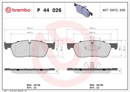 SET PLACUTE FRANA BREMBO P 44 026 - Compatibil cu JAGUAR, JAGUAR (CHERY), LAND ROVER, LAND ROVER (CHERY)