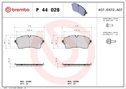 SET PLACUTE FRANA BREMBO P 44 028 - Compatibil cu JAGUAR, JAGUAR (CHERY), LAND ROVER, LAND ROVER (CHERY)