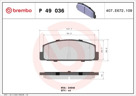 SET PLACUTE FRANA BREMBO P 49 036 - Compatibil cu BESTURN (FAW), MAZDA