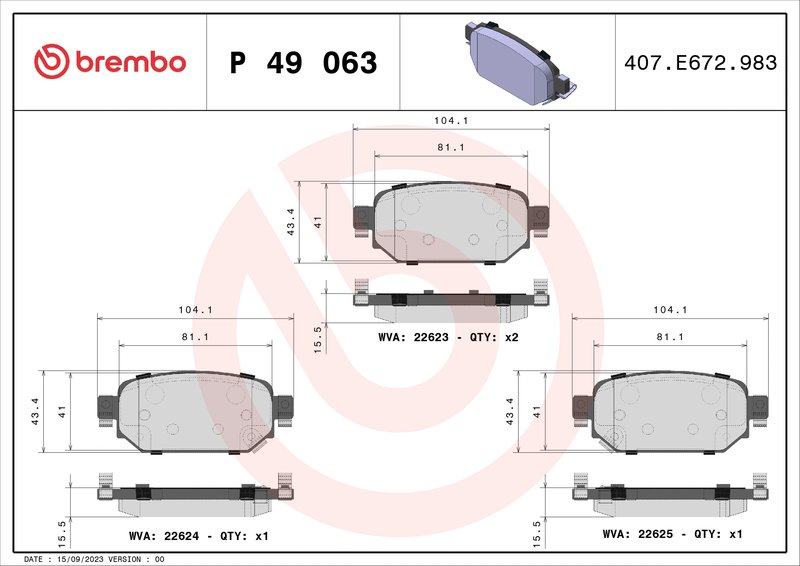 Set placute frana Brembo P 49 063