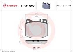 SET PLACUTE FRANA BREMBO P 50 002 - Compatibil cu DEUTZ-FAHR, MERCEDES-BENZ