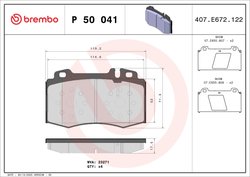 SET PLACUTE FRANA BREMBO P 50 041 - Compatibil cu MERCEDES-BENZ