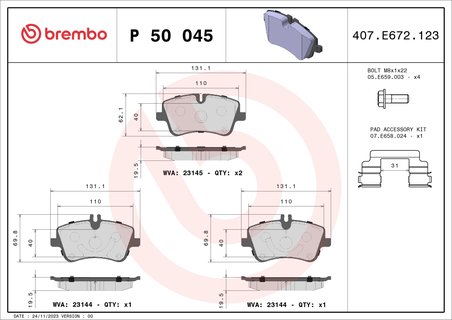 Set placute frana Brembo P 50 045