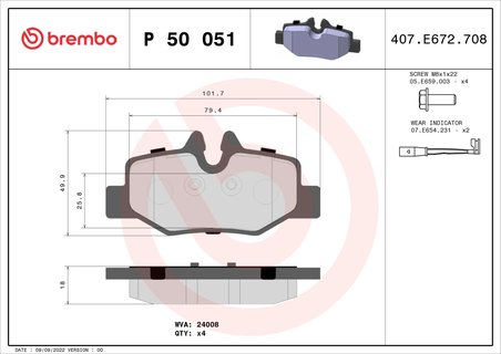 Set placute frana Brembo P 50 051