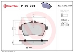 SET PLACUTE FRANA BREMBO P 50 054 - Compatibil cu MERCEDES-BENZ