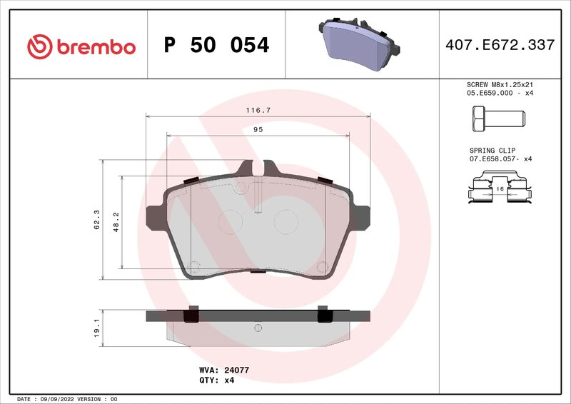Set placute frana Brembo P 50 054