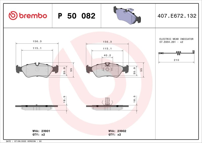 SET PLACUTE FRANA BREMBO P 50 082 - Compatibil cu MERCEDES-BENZ, PUCH, VW