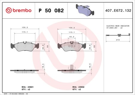 SET PLACUTE FRANA BREMBO P 50 082 - Compatibil cu MERCEDES-BENZ, PUCH, VW