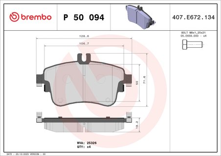 Set placute frana Brembo P 50 094