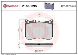 SET PLACUTE FRANA BREMBO P 50 095 - Compatibil cu MERCEDES-BENZ