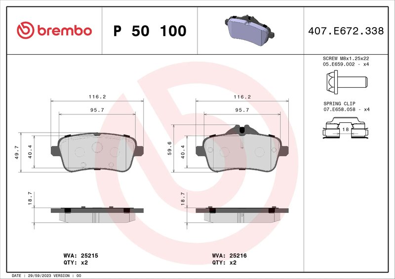 Set placute frana Brembo P 50 100