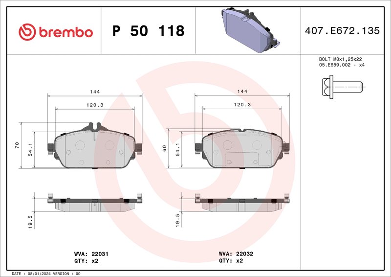 SET PLACUTE FRANA BREMBO P 50 118 - Compatibil cu MERCEDES-BENZ, MERCEDES-BENZ (BBDC)