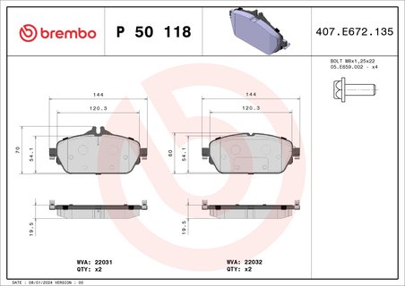 SET PLACUTE FRANA BREMBO P 50 118 - Compatibil cu MERCEDES-BENZ, MERCEDES-BENZ (BBDC)