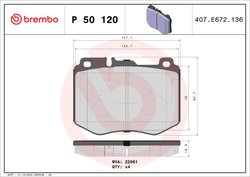 Set placute frana Brembo P 50 120