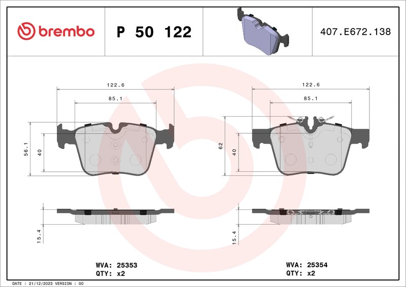 Set placute frana Brembo P 50 122