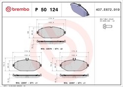 SET PLACUTE FRANA BREMBO P 50 124 - Compatibil cu MERCEDES-BENZ, MERCEDES-BENZ (BBDC)