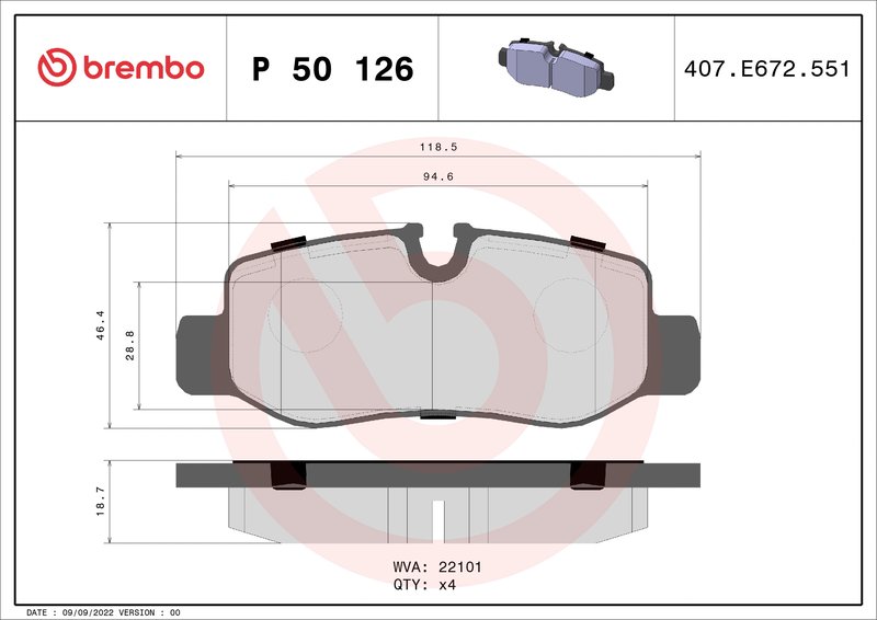Set placute frana Brembo P 50 126