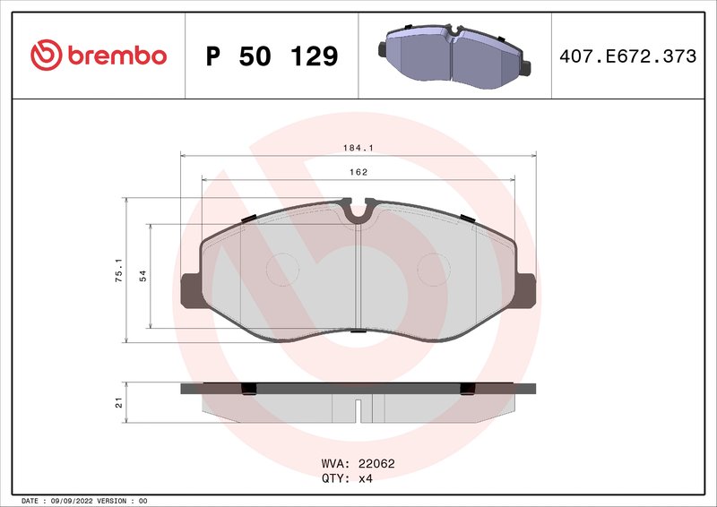 SET PLACUTE FRANA BREMBO P 50 129 - Compatibil cu MERCEDES-BENZ, MERCEDES-BENZ (FJDA)