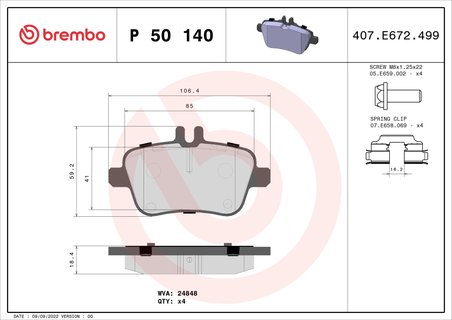 SET PLACUTE FRANA BREMBO P 50 140 - Compatibil cu INFINITI, MERCEDES-BENZ, MERCEDES-BENZ (BBDC)